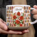 Christmas,Cozy,Reading,Gift For Yourself,Icon - Floral Bookself Reading Mug - Personalized Pottery Mug