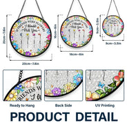 Gift For Women, Gift For Bestie, Old Best friends, Love - Floral Frame Grow An Old Friend - Personalized Stained Glass Window Hanging Suncatcher