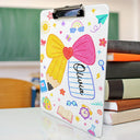 Back To School, Teacher, Adorable, Custom Text - Floral Pencil With Name - Personalized Acrylic Clipboard