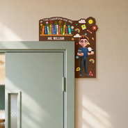 Back To School,Teacher,Proud,Vector - Floral Teacher In This Classroom You Are - Personalized Door Corner Wood Sign