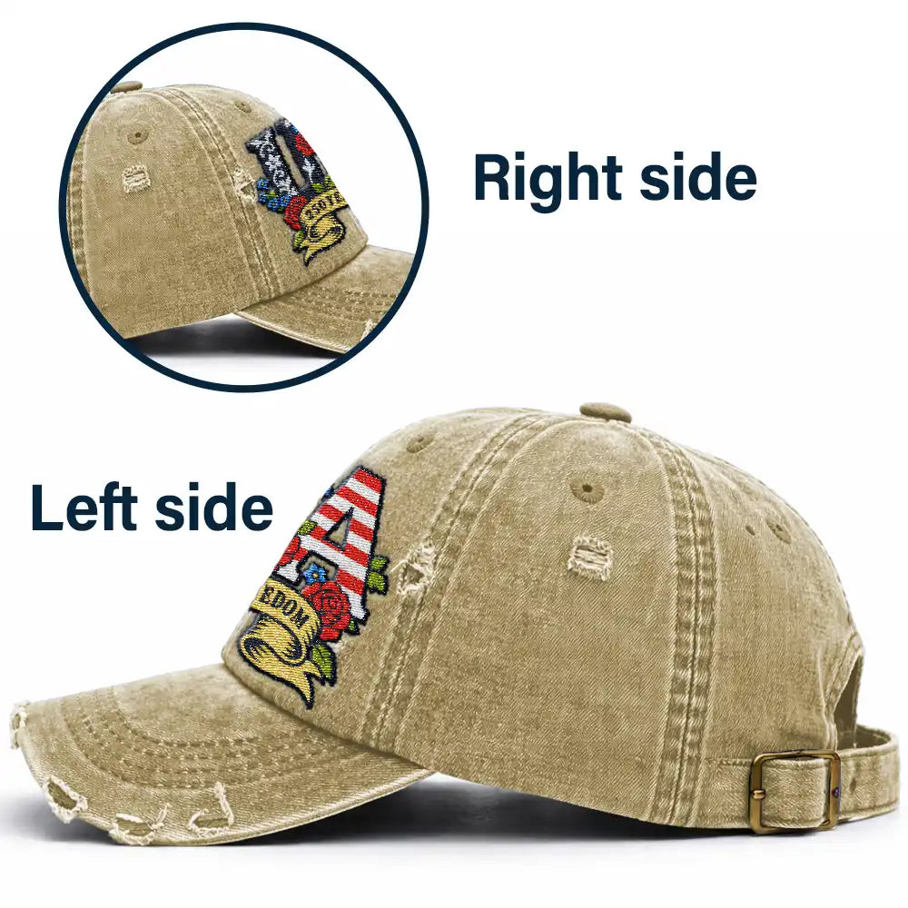 Floral USA 250th Anniversary - Personalized Embroidered Distressed Cap