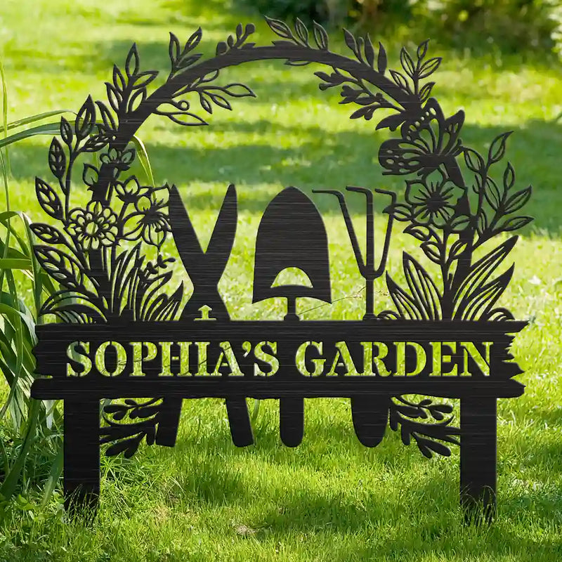 Gardening,Happy - Flower Vegetable Garden - Personalized Metal Garden Stake