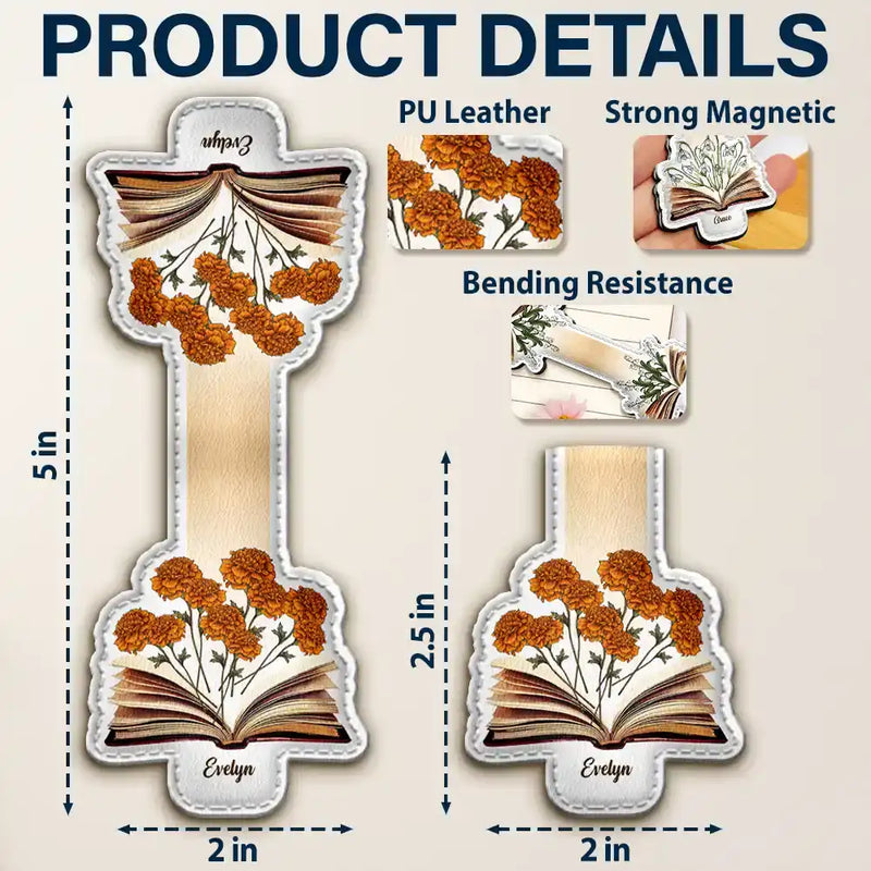 Gift For Yourself, Reading - Flowers Growing From Book - Personalized Custom Shaped Leather Magnetic Bookmark