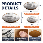 Art Design, Custom Photo, Football, Gift For Grandma, Gifts For Her, Grandma - Grandson, Photo - Pencil Sketch - Bold, Sentimental - Football Birthday Gift For Grandson - Personalized Custom Photo Pencil Sketch I Believe In You Leather Football