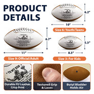 Football,Gift For Grandma,Gifts For Her,Grandma - Grandson,Icon,Sentimental,Top Market - Football Birthday Gift For Grandson - Personalized Name Number All Heart On Game Day Leather Football