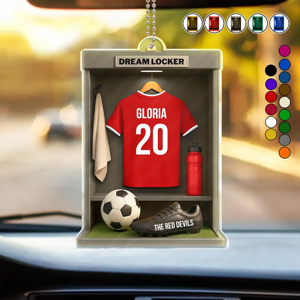 Football Soccer Locker 3D Effect - Personalized Acrylic Car Hanger