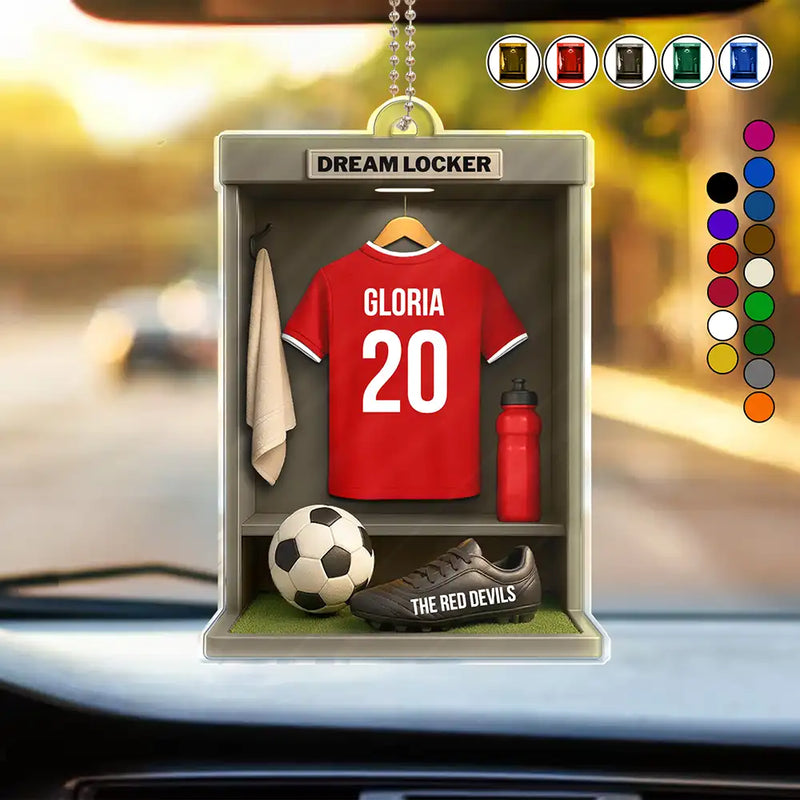 Football,Happy - Football Soccer Locker 3D Effect - Personalized Acrylic Car Hanger