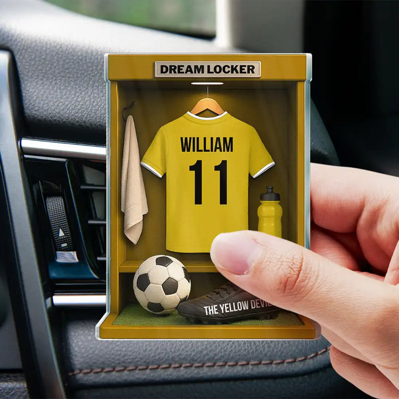 Football, Happy - Football Soccer Locker 3D Effect - Personalized Acrylic Car Vent Clip