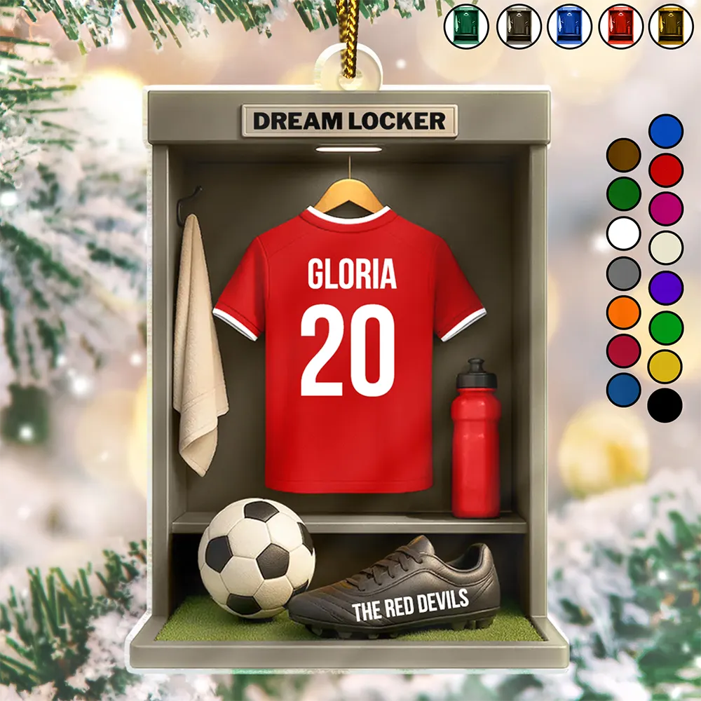 Football Soccer Locker 3D Effect - Personalized Custom Shaped Acrylic Ornament