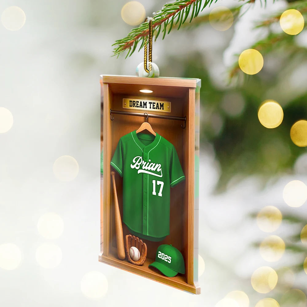Football,Happy - Football Soccer Locker 3D Effect - Personalized Custom Shaped Acrylic Ornament
