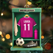 Football,Happy - Football Soccer Locker 3D Effect - Personalized Custom Shaped Acrylic Ornament