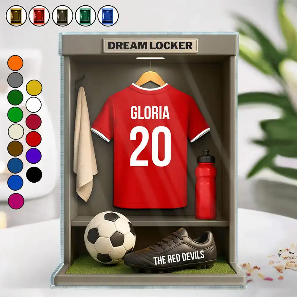 Football Soccer Locker 3D Effect - Personalized Custom Shaped Acrylic Plaque