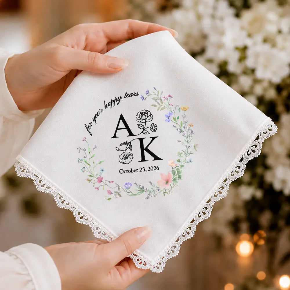 Sentimental,Gift For Mother,Wedding,Icon - Birth Flower Toile Blue Wedding Bridal To Daughter Granddaughter - Personalized Handkerchief