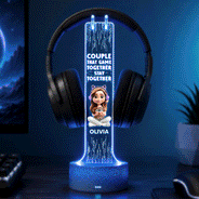 Gift For Couples, Gaming, Romantic, Vector - Forever In 2 Player Mode Gaming Couple - Personalized Headphone Stand