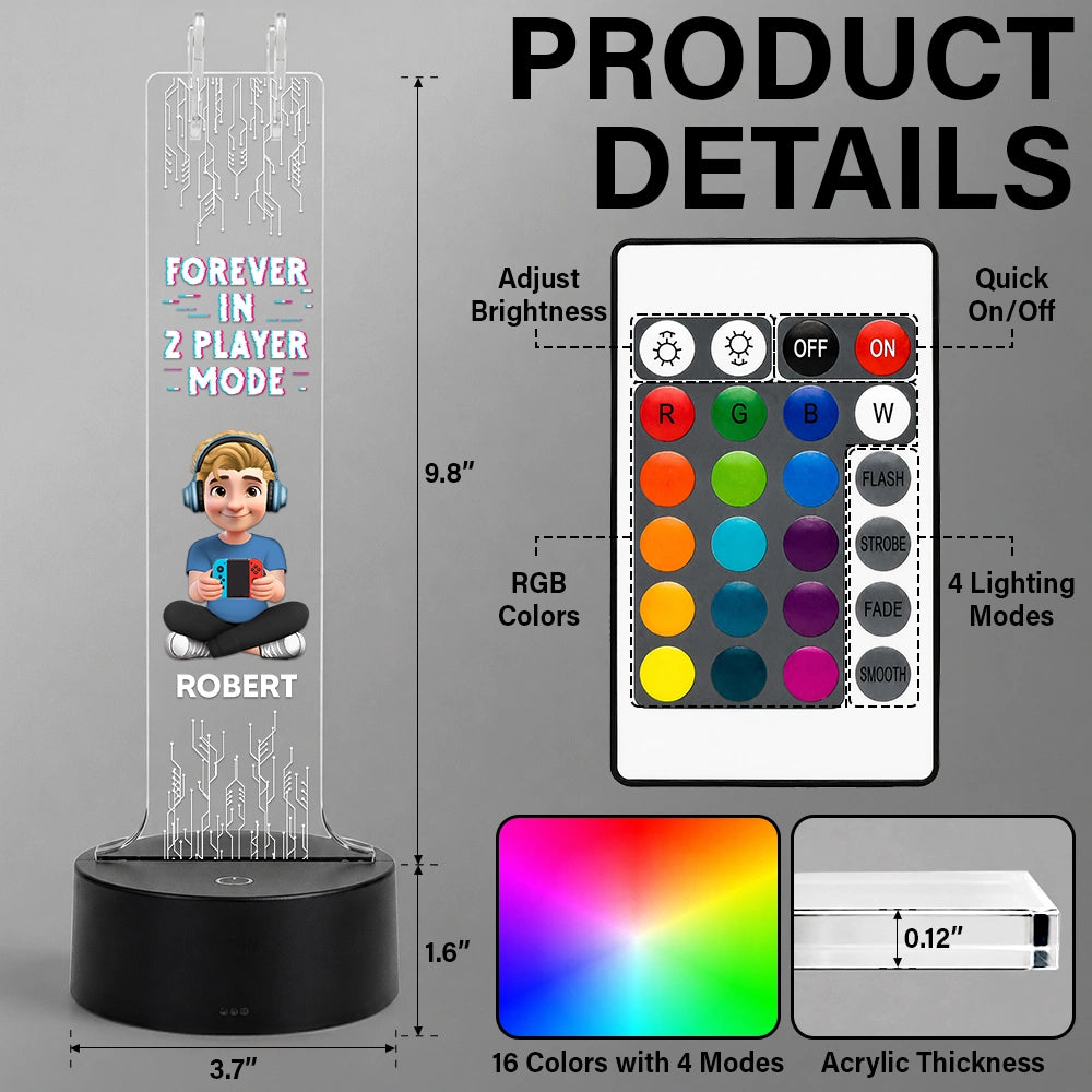 Gift For Couples, Gaming, Romantic, Vector - Forever In 2 Player Mode Gaming Couple - Personalized Headphone Stand