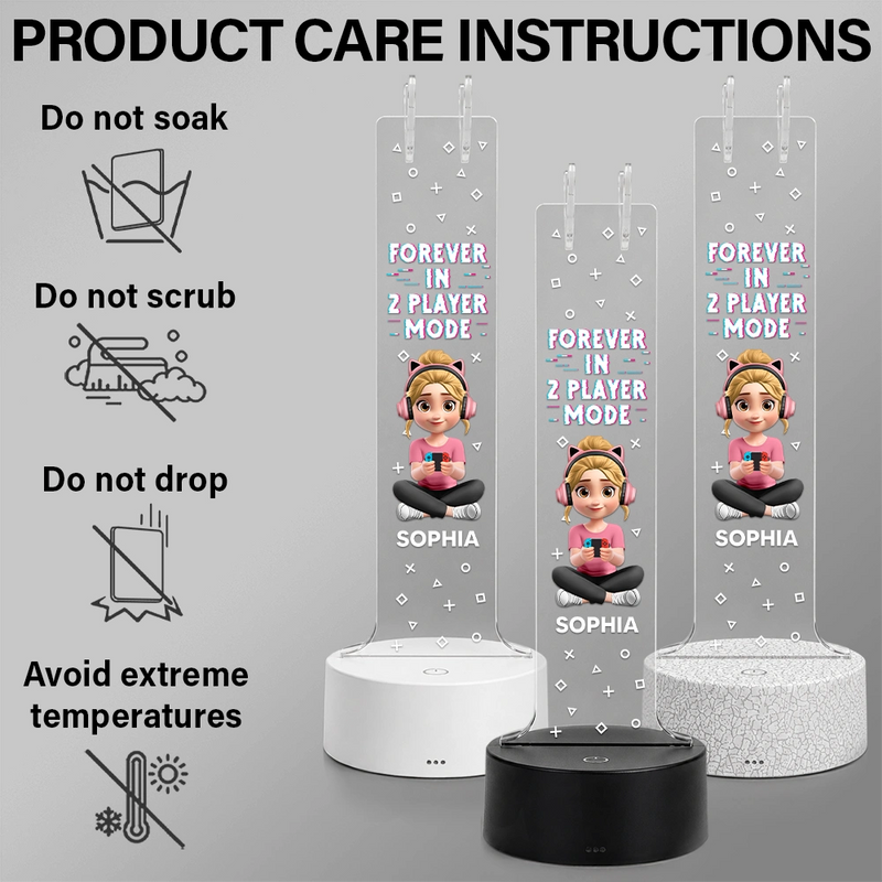 Gift For Couples, Gaming, Romantic, Vector - Forever In 2 Player Mode Gaming Couple - Personalized Headphone Stand