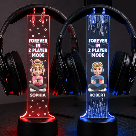 Forever In 2 Player Mode Gaming Couple - Personalized Headphone Stand