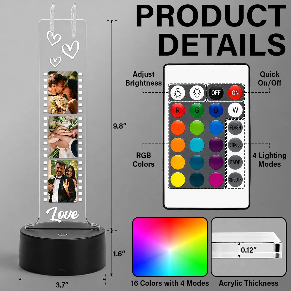 Custom Photo, Gift For Couples, Top Market, Wedding Anniversary, Romantic, Remove BG Photo - Custom Photo Besties Couple Film Strip - Personalized Headphone Stand