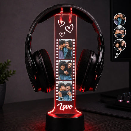 Custom Photo Besties Couple Film Strip - Personalized Headphone Stand
