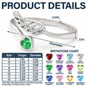 Memorial,Gift For Yourself,Gift For Women,Sad - Forever In My Heart Memorial - Personalized Wing And Heart Birthstone Ring