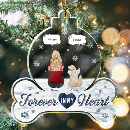 Forever In Our Hearts Pet Memorial - Personalized Custom Shaped Acrylic Ornament