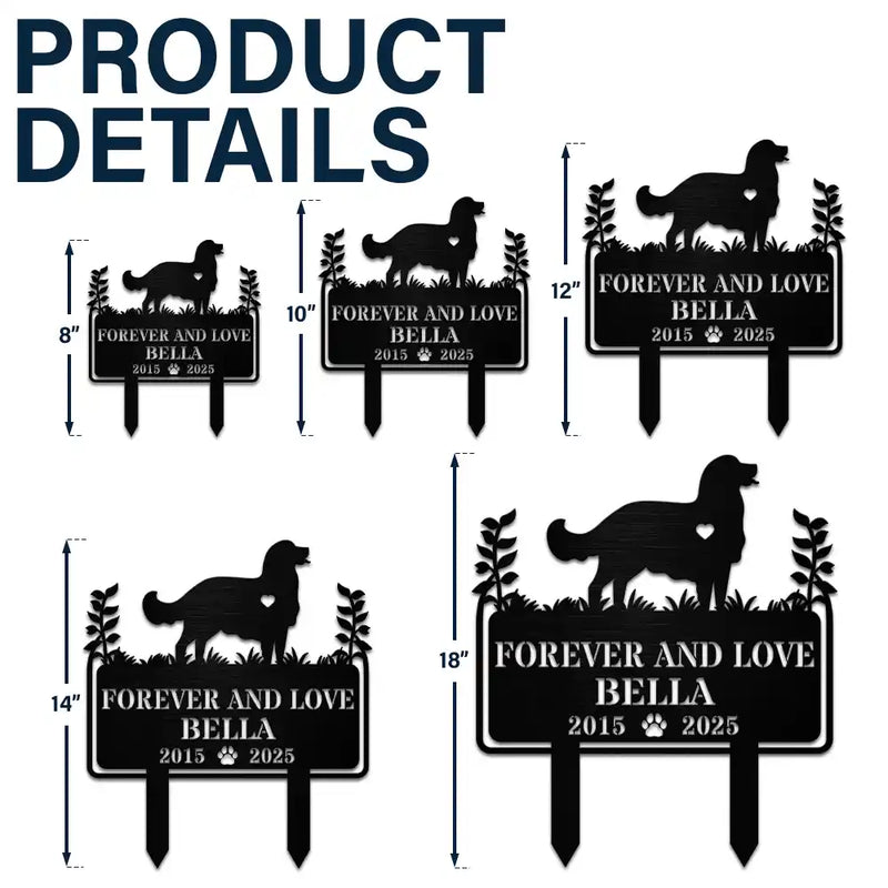 Memorial,Sad,Dog Lovers,Dog Mom,Dog Dad - Forever Loved Dog Memorial - Personalized Metal Garden Stake