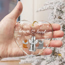 Pet Lovers,Cat Lovers,Dog Lovers,Sad,Memorial - Forever Loved Memorial Dog Cat - Personalized Heart Shaped Glass Ornament