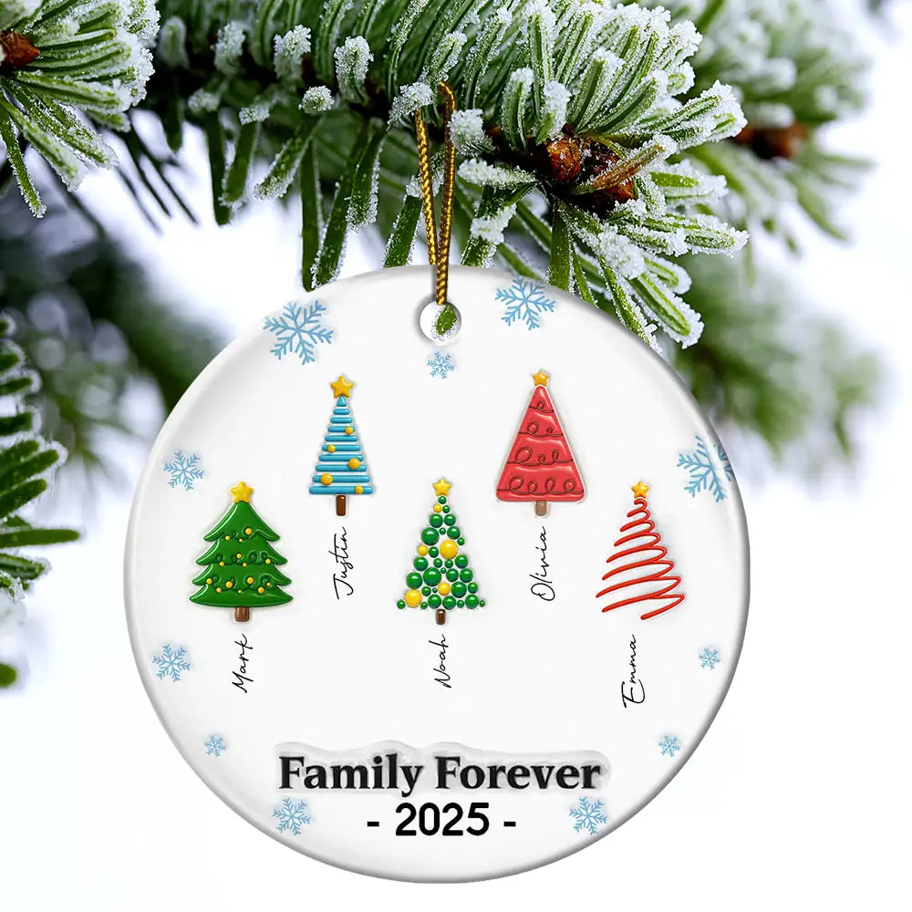 Christmas,Gift For Bestie,Gift For Sisters,Gift For Brothers,Gift For Sibling,Happy,Cousin,Family,Top Market - Friends Forever Christmas Tree 3D Inflated - Personalized Circle Ceramic Ornament