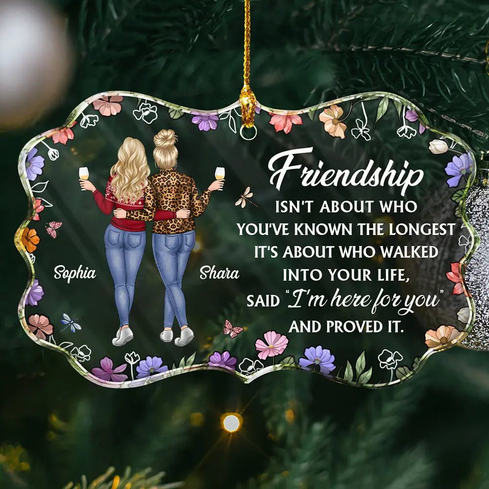 Friendship Isn't About Who You've Known The Longest - Personalized Medallion Glass Ornament