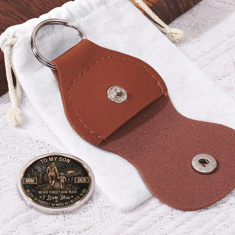 Top Market,Gift For Children,Inspirational,Gift For Mother,Mom - Daughter (Adult),Gift For Daughter,Vector - From Mom To Daughter Son Just Do Your Best - Personalized Leather Pocket Hug