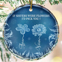 Gift For Sisters,Gift For Sibling,Christmas,Love - Frost Birth Flower If Sisters Were Flowers - Personalized Circle Glass Ornament