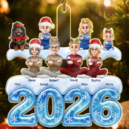 Christmas,Cozy,Family,Vector - Frozen Ice Snowflake Family Christmas - Personalized Custom Shaped Acrylic Ornament
