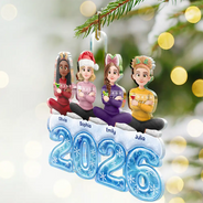 Christmas,Cozy,Family,Vector - Frozen Ice Snowflake Family Christmas - Personalized Custom Shaped Acrylic Ornament