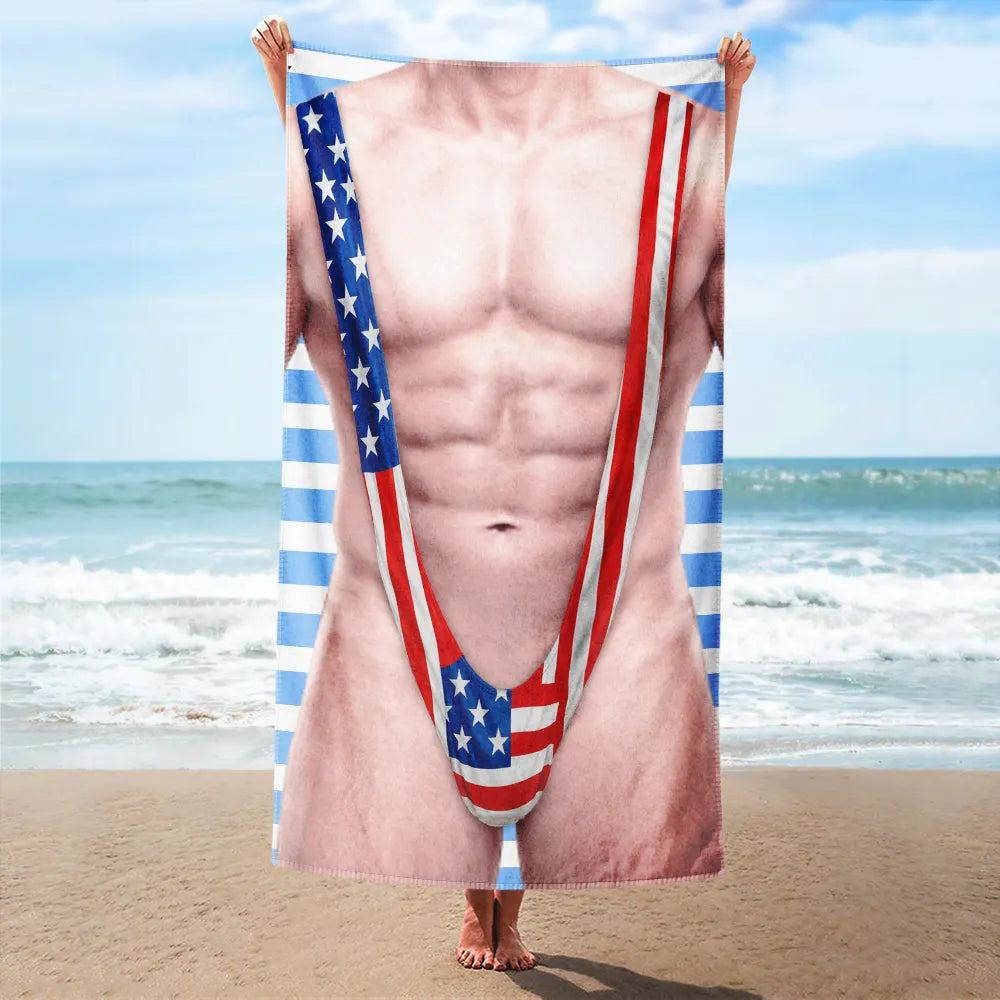 Humorous,Gift For Men,Beach,Gift For Yourself,Summer,Icon - Funny 3D Hairy Body Swimsuit - Personalized Beach Towel