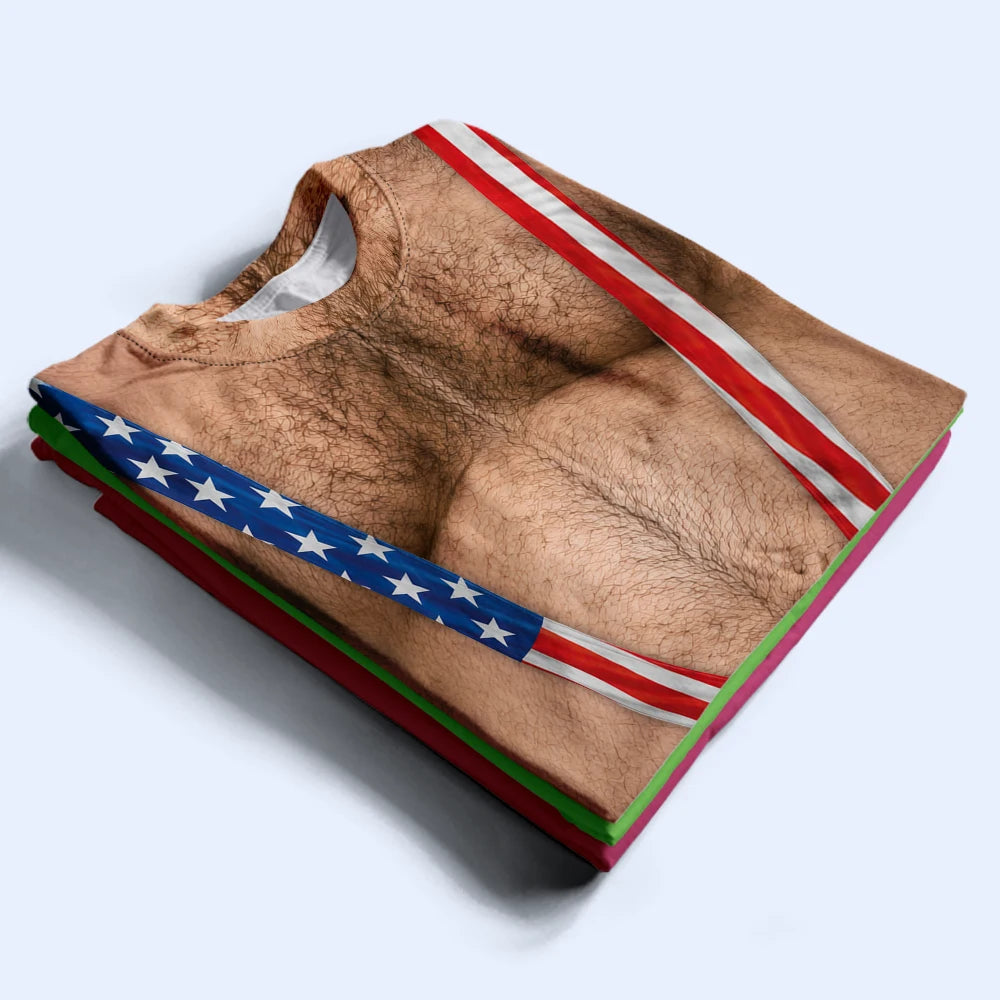 Independence Day,Top Market,Gift For Men,Gift For Yourself,Humorous - Funny 3D Hairy Body Swimsuit - Personalized Full Print T Shirt