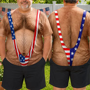 Independence Day,Top Market,Gift For Men,Gift For Yourself,Humorous - Funny 3D Hairy Body Swimsuit - Personalized Full Print T Shirt
