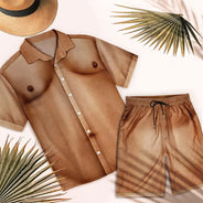 Summer, Gift For Men, Gift For Yourself, Humorous - Funny 3D Hairy Body Swimsuit - Personalized Hawaii Set Shirt And Shorts