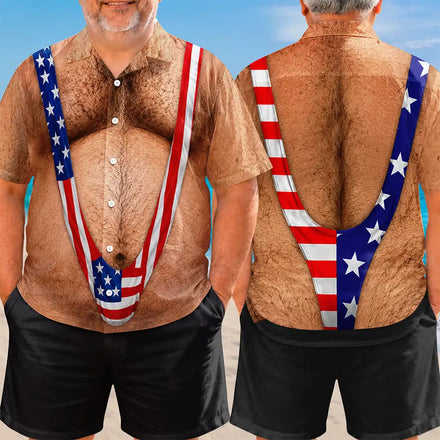 Funny 3D Hairy Body Swimsuit - Personalized Hawaiian Shirt