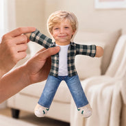 Art Design,Christmas,Custom Photo,Family,First Christmas,Humorous,New Baby,Parents,Photo - Kid Poseable Body Doll - Funny Adorable Kid Gift For Mom, Dad, Grandma, Grandpa - Personalized Custom Photo Squishy Toy Poseable Plush Doll