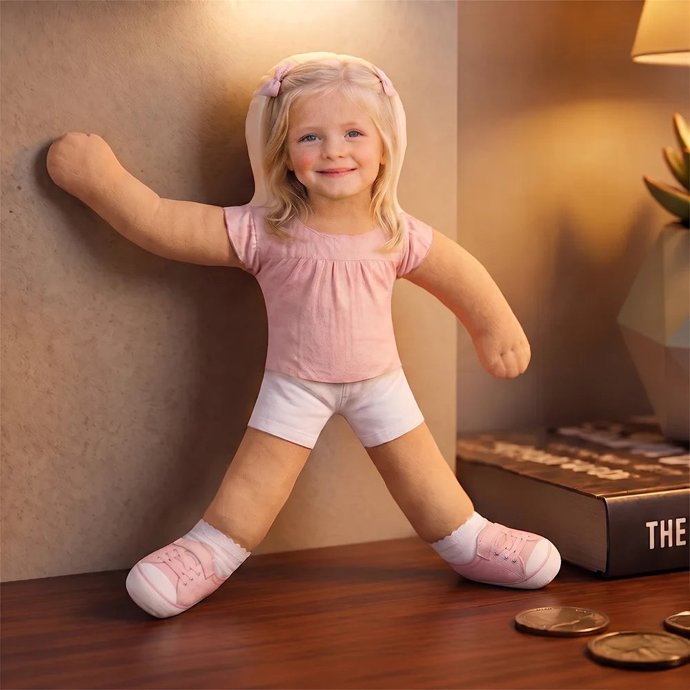 Art Design,Christmas,Custom Photo,Family,First Christmas,Humorous,New Baby,Parents,Photo - Kid Poseable Body Doll - Funny Adorable Kid Gift For Mom, Dad, Grandma, Grandpa - Personalized Custom Photo Squishy Toy Poseable Plush Doll