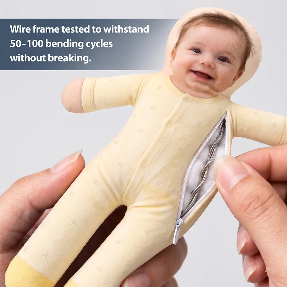 Art Design,Christmas,Custom Photo,Family,First Christmas,Humorous,New Baby,Parents,Photo - Kid Poseable Body Doll - Funny Adorable Kid Gift For Mom, Dad, Grandma, Grandpa - Personalized Custom Photo Squishy Toy Poseable Plush Doll