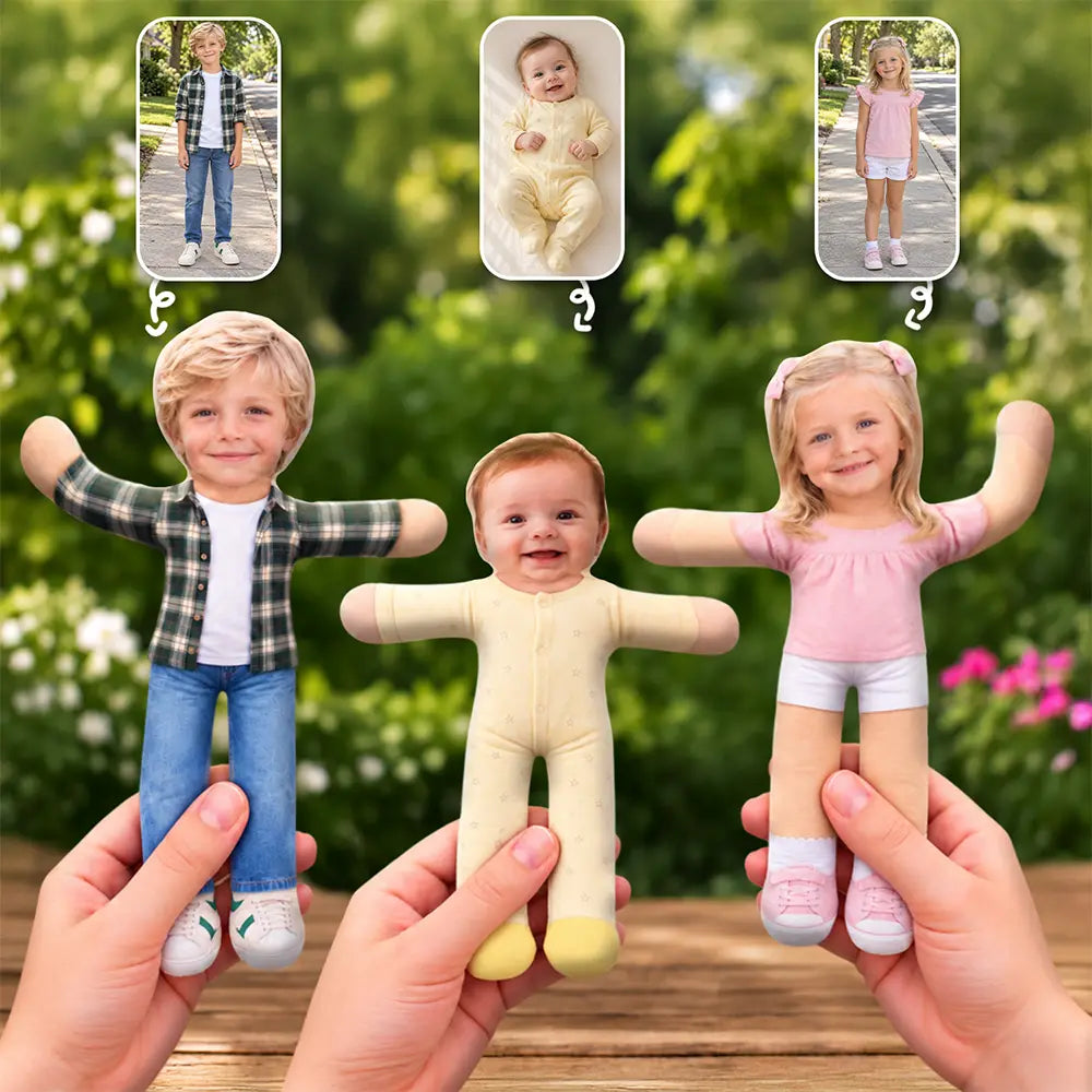 Funny Adorable Kid Gift For Mom, Dad, Grandma, Grandpa - Personalized Custom Photo Squishy Toy Poseable Plush Doll