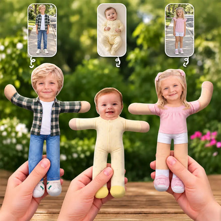 Funny Adorable Kid Gift For Mom, Dad, Grandma, Grandpa - Personalized Custom Photo Squishy Toy Poseable Plush Doll