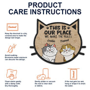 Funny Cartoon Cats We Make The Rules - Personalized Custom Shaped Doormat
