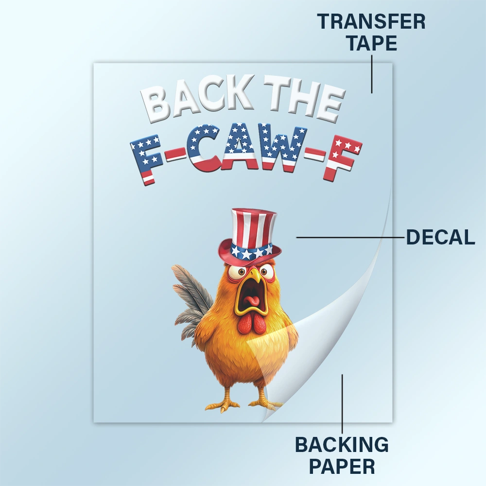 Funny Chicken Back The F-Caw-F - Personalized Decor Decal