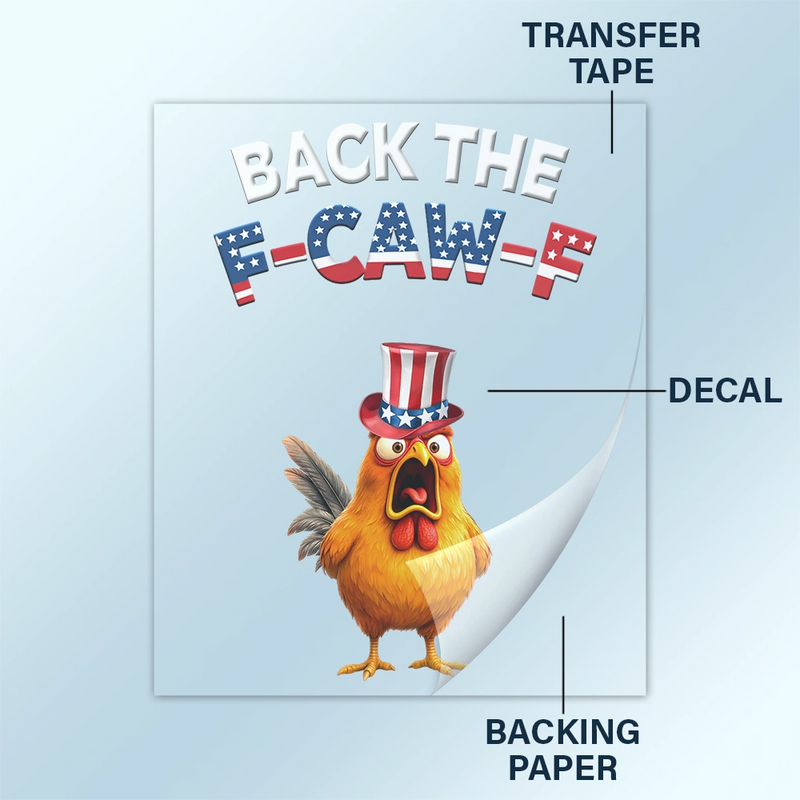 Funny Chicken Back The F-Caw-F - Personalized Decor Decal