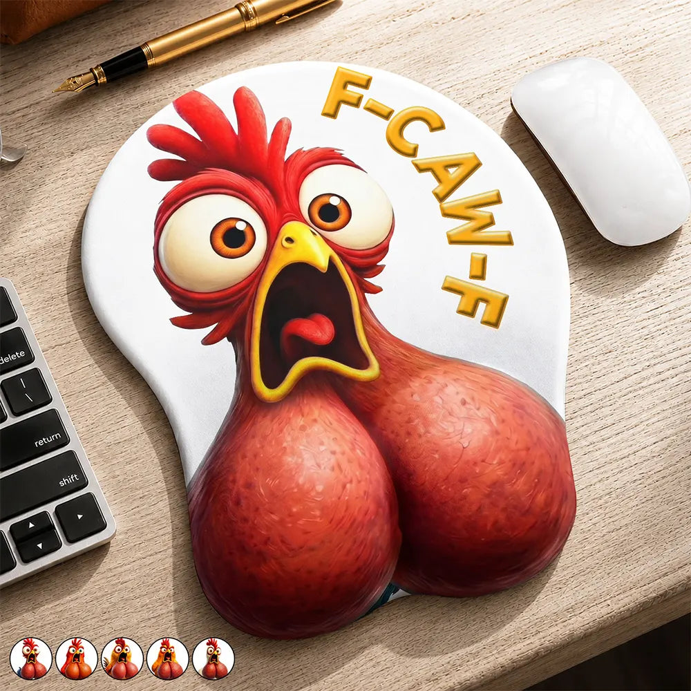 Summer, Gift For Yourself, Humorous, Vector - Funny Chicken F-Caw-F - Personalized Mouse Pad