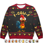 Farm,Happy,Gift For Yourself,Gift For Women,Gift For Men,Christmas - Funny Chicken F-Caw-F - Personalized Unisex Ugly Sweater