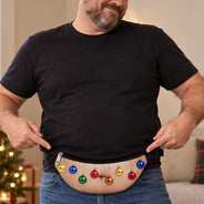 Christmas,Gift For Couples,Gift For Him,Gift For Husband,Sarcastic,Vector - Funny Christmas Dad Bod For Husband, Travel Gag Gift - Personalized 3D Realistic Hairy Beer Belly Fanny Pack