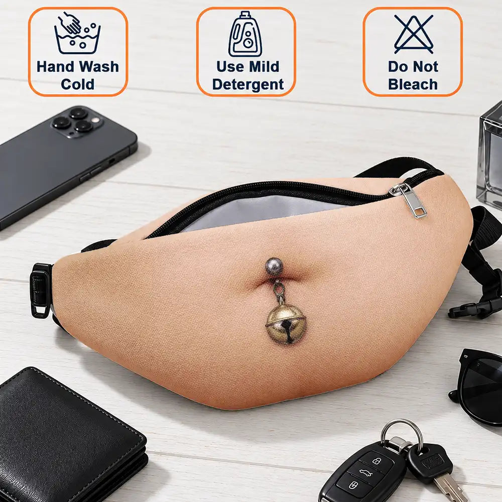 Christmas,Gift For Couples,Gift For Him,Gift For Husband,Sarcastic,Vector - Funny Christmas Dad Bod For Husband, Travel Gag Gift - Personalized 3D Realistic Hairy Beer Belly Fanny Pack